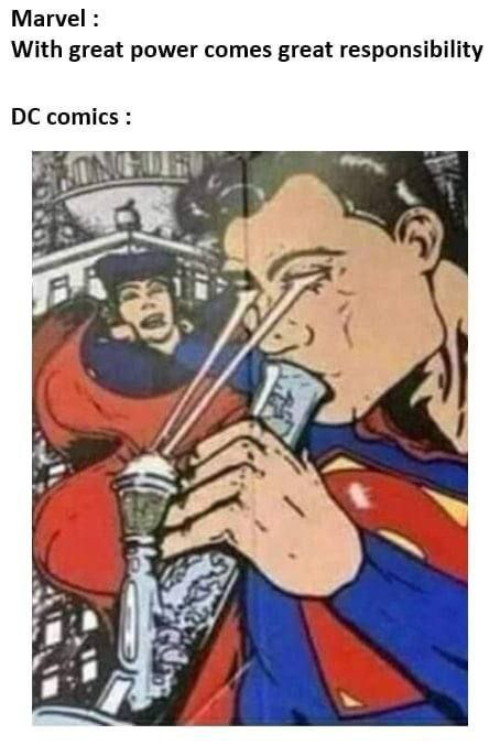 ﻿Marvel With great power comes great responsibility DC comics