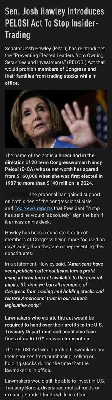 Hawley’s PELOSI Act might actually make Congress touch grass - meme