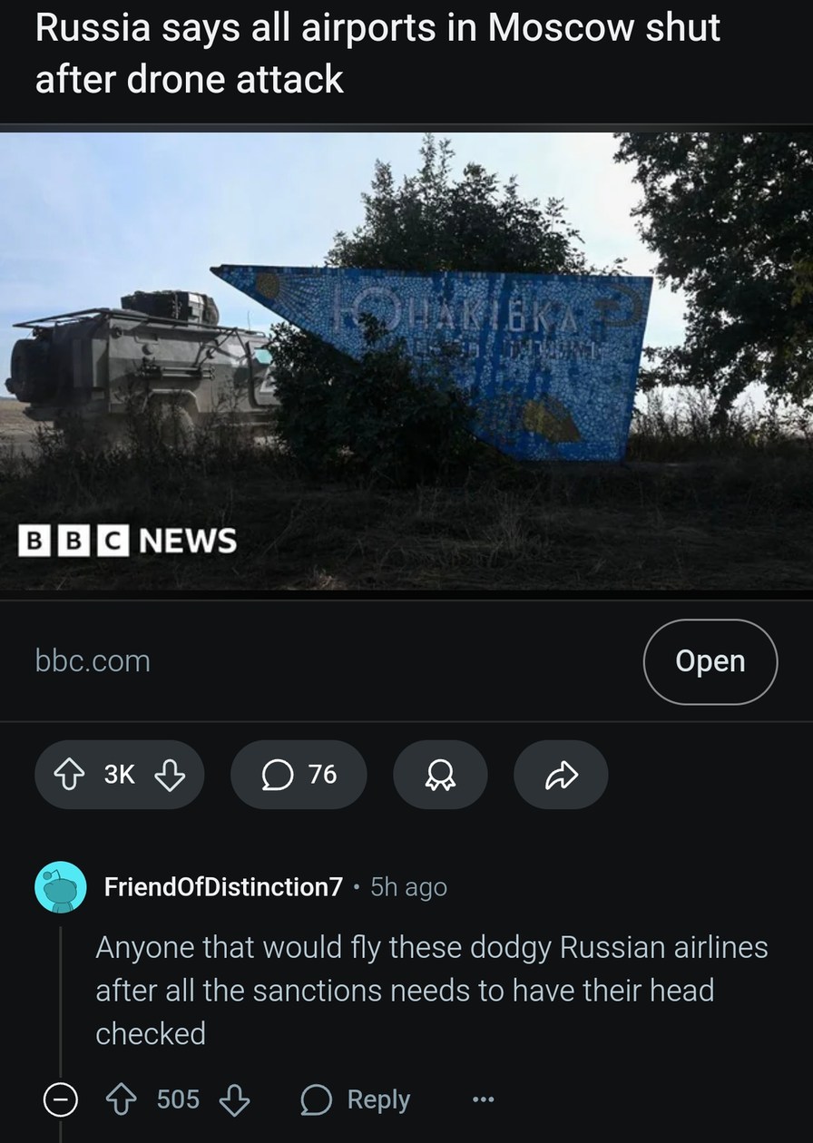 Russia shut all Moscow airports after drone attack - meme