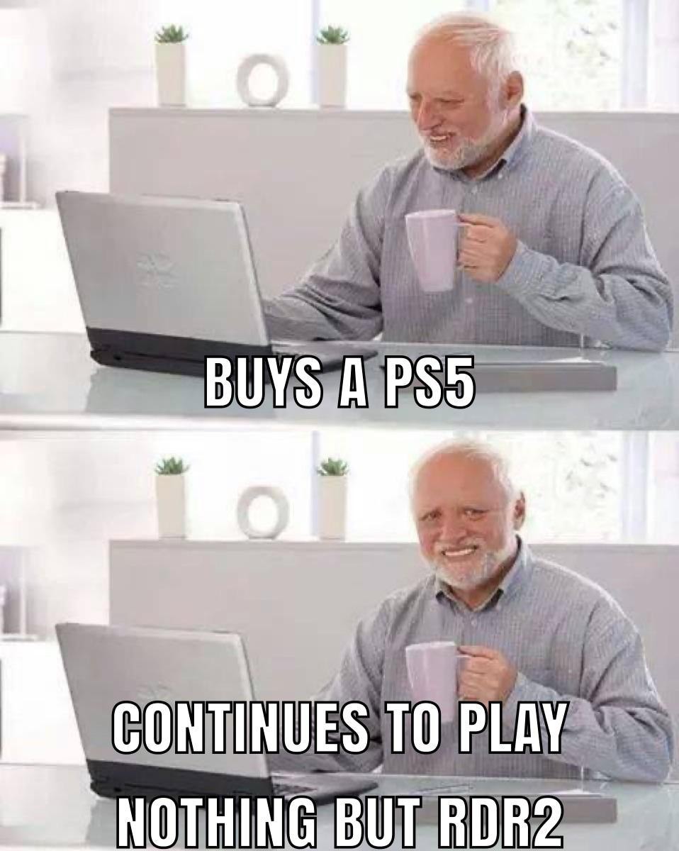 Buys a PS5 just to treat it like a $500 RDR2 machine - meme