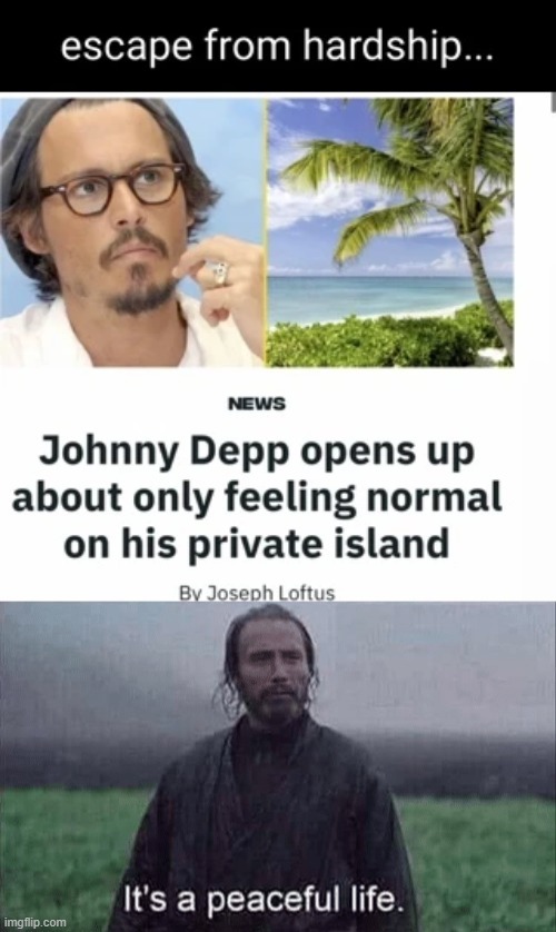 Johnny Depp on his private island - meme