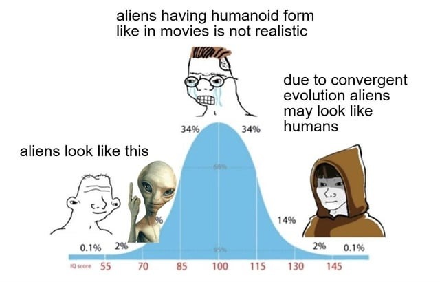 Aliens don't look like us, they look like math errors - meme