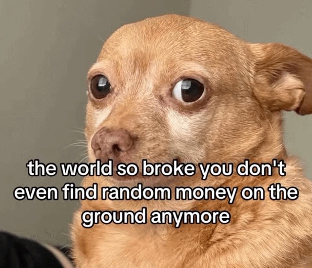World’s so broke you don’t even find random coins anymore - meme