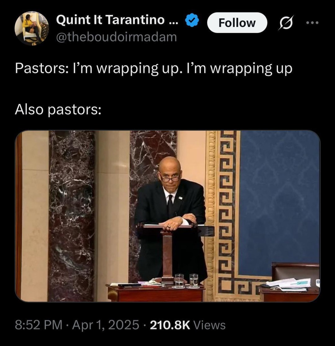 Pastor: I'm almost done. Also pastor: *opens second sermon* - meme