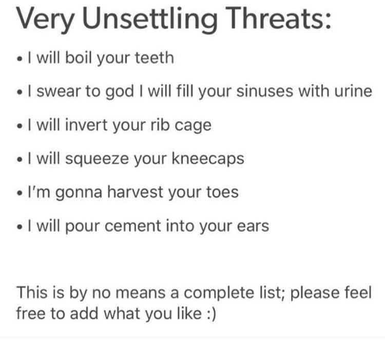 Unsettling threats - meme