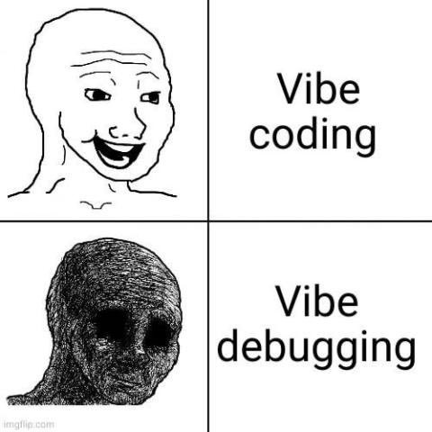 wiping boogers on vibe coding - meme