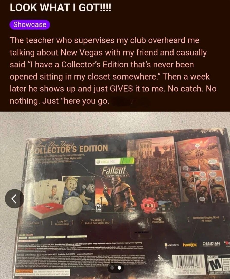 Teacher gave me unopened New Vegas collector’s edition just because - meme