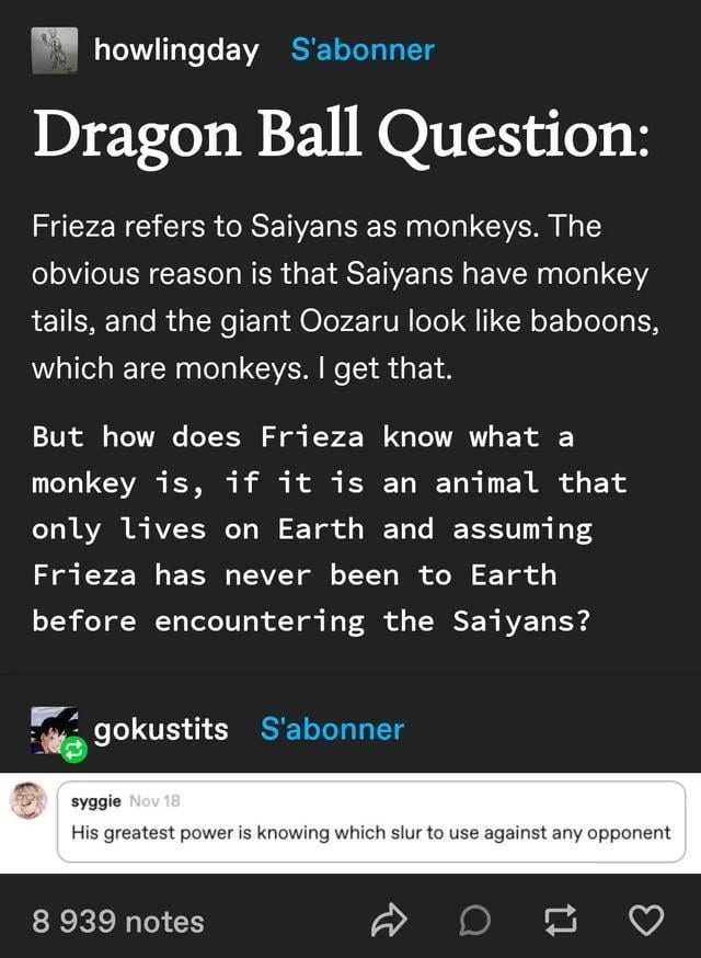 Frieza's most toxic power? Cross-galaxy slurs - meme