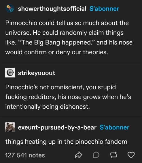 Pinocchio could confirm the Big Bang and Reddit would still argue about it - meme
