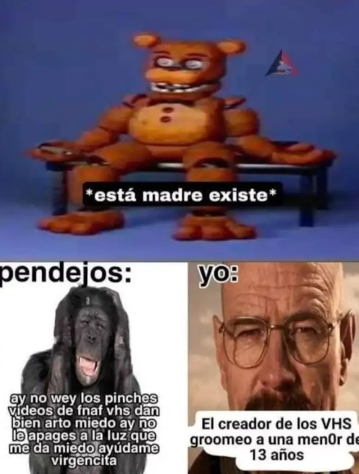 "ay wei esque los VhMIERDA de fnaFzzzz Dan miedo Ay Wei mi tío me la va a meter" :Genius: - meme