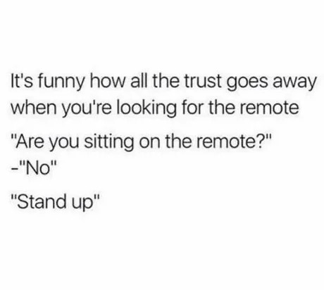 There's no trust when we are talking about the remote - meme