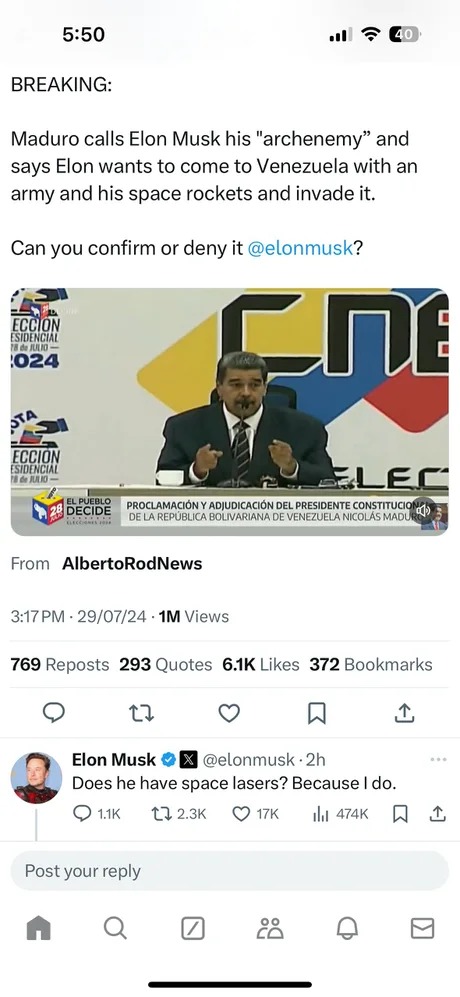 Nicolas Maduro vs Elon Musk - meme