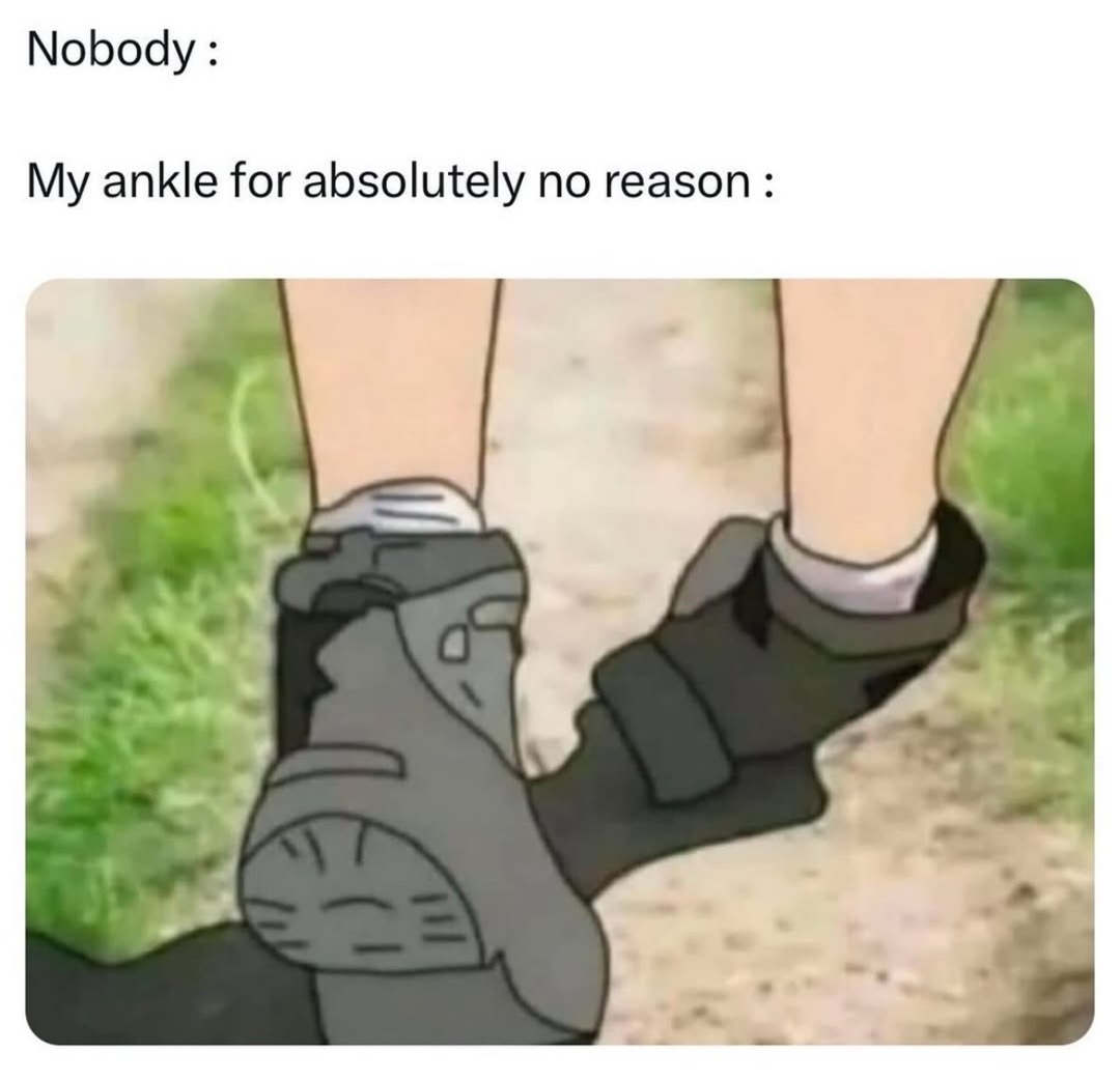 my ankle: surprise attack for no reason - meme