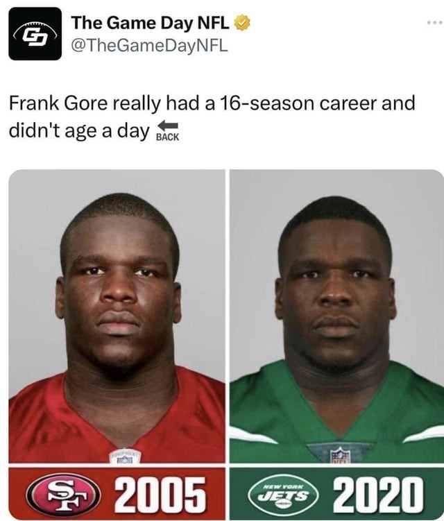Frank Gore doesn't get old - meme