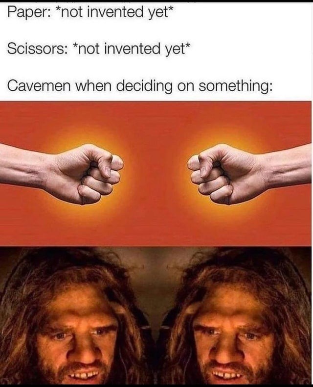 Cavemen deciding - meme