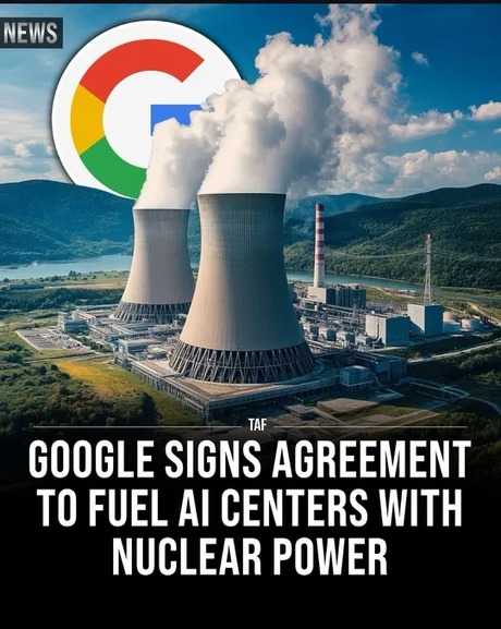 AI centers getting fueled with nuclear power - meme
