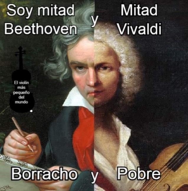 Mitad Beethoven, mitad borracho y pobre, full yo - meme