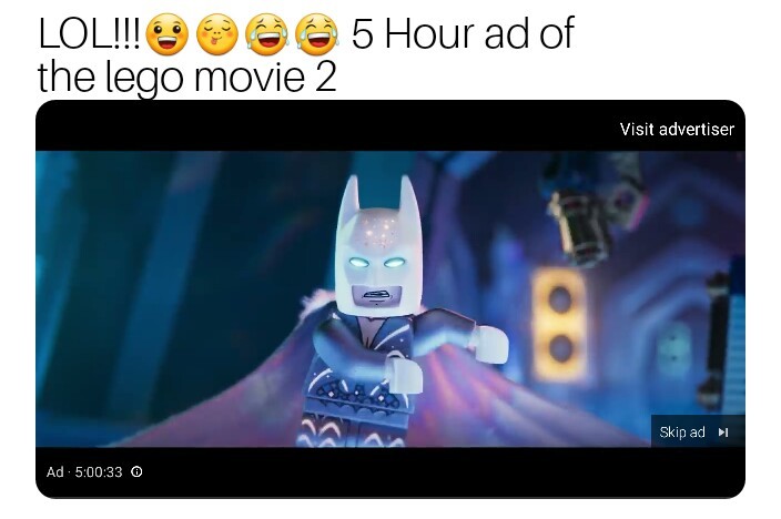 Longest ad on YouTube - meme