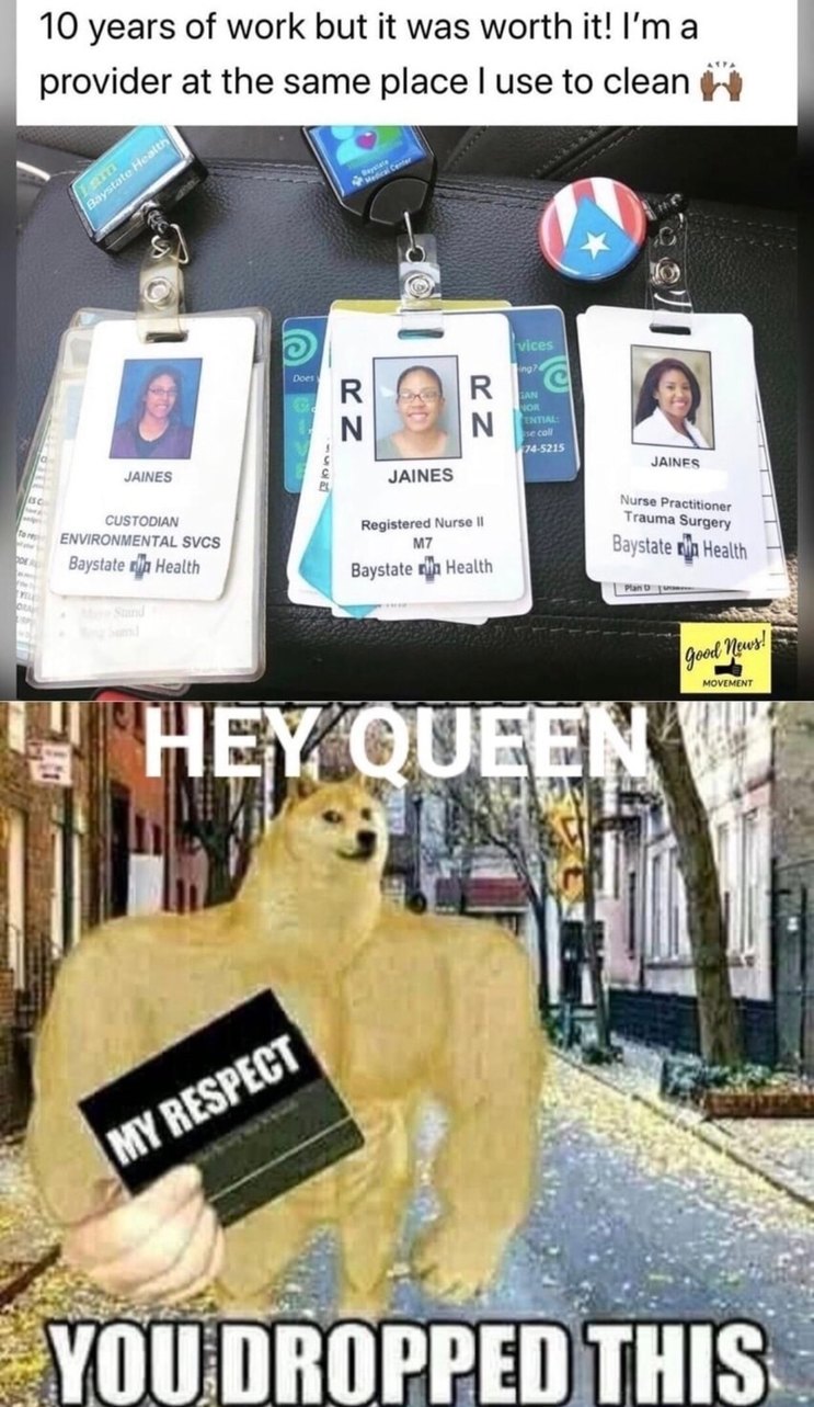 Went from mopping the floors to running the ward. Respect. - meme