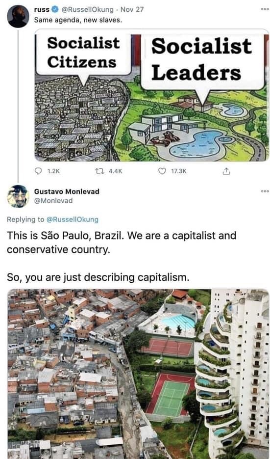 watching capitalists trying to describe socialism, but end up describing capitalism - meme
