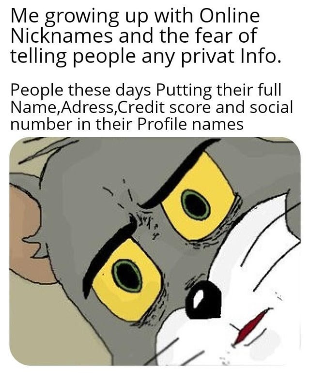 Online nicknames - meme