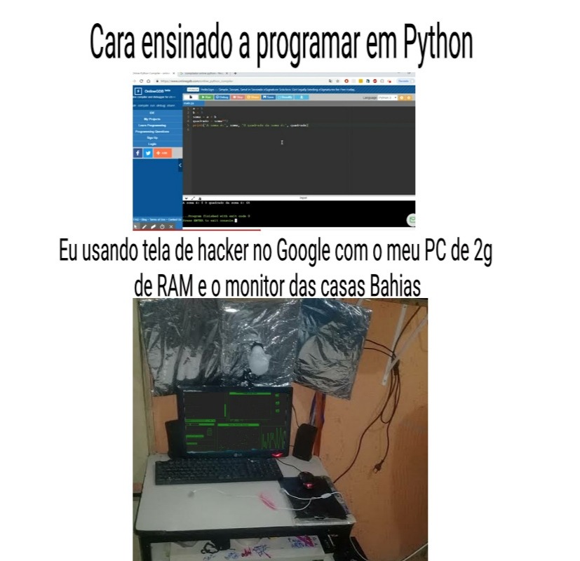 Cara ensinando a programar em Python - meme