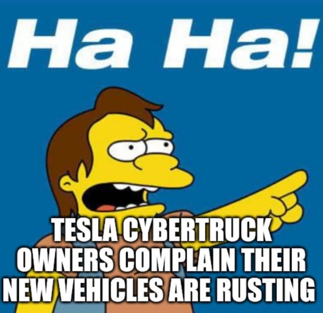 Tesla Cybertruck rusting meme