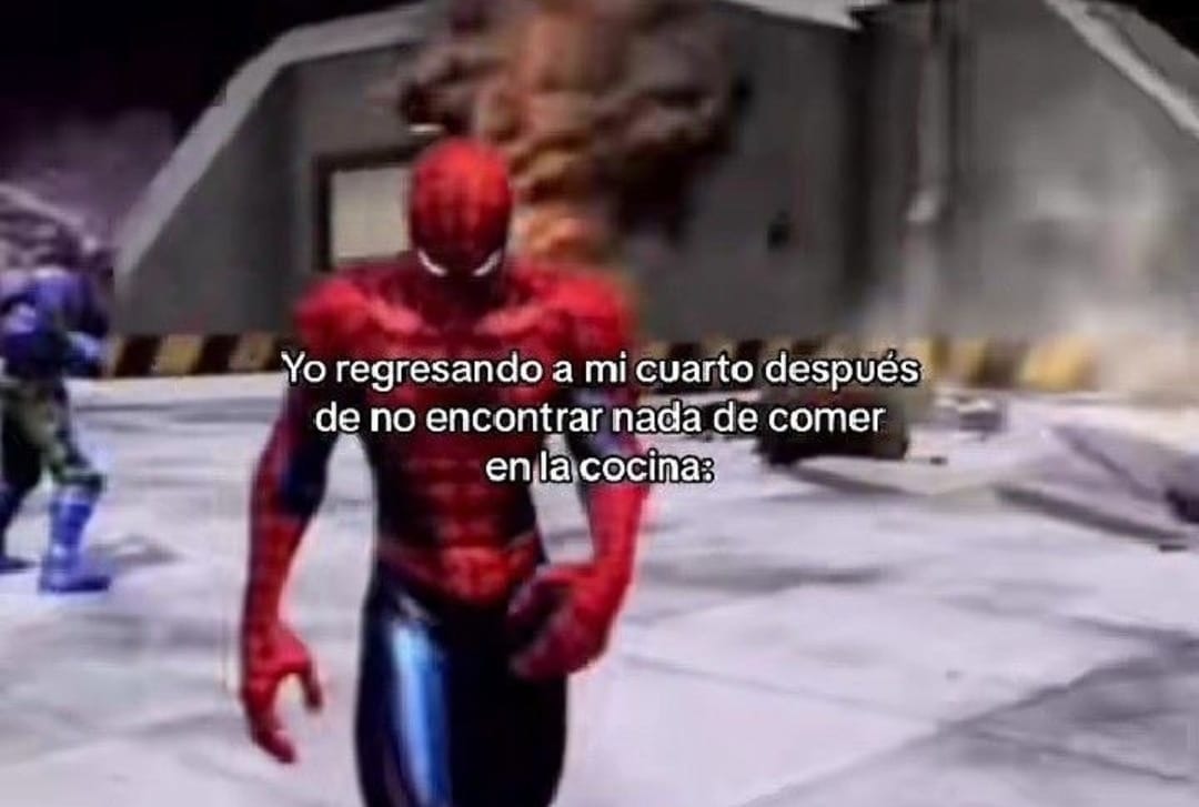 Spiderman triste vuelve a su cuarto - meme