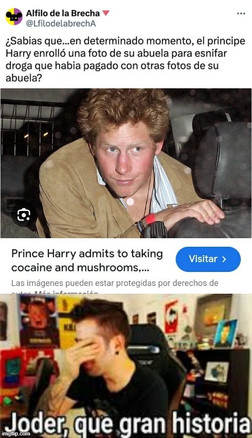 La historia del principe Harry - meme