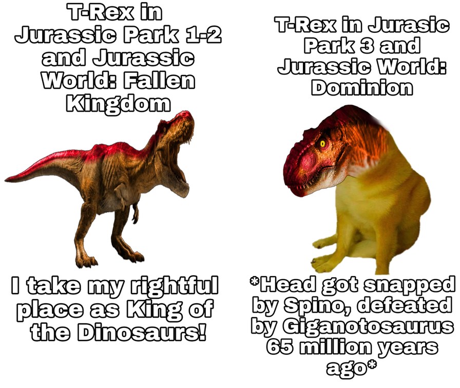 T-rex in Jurassic World Dominion meme