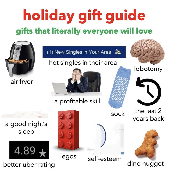 Holiday gift guide - meme