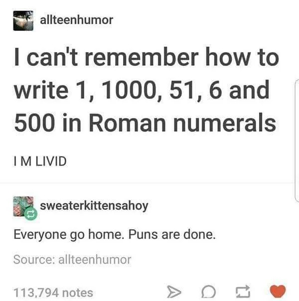 Roman numerals puns - meme
