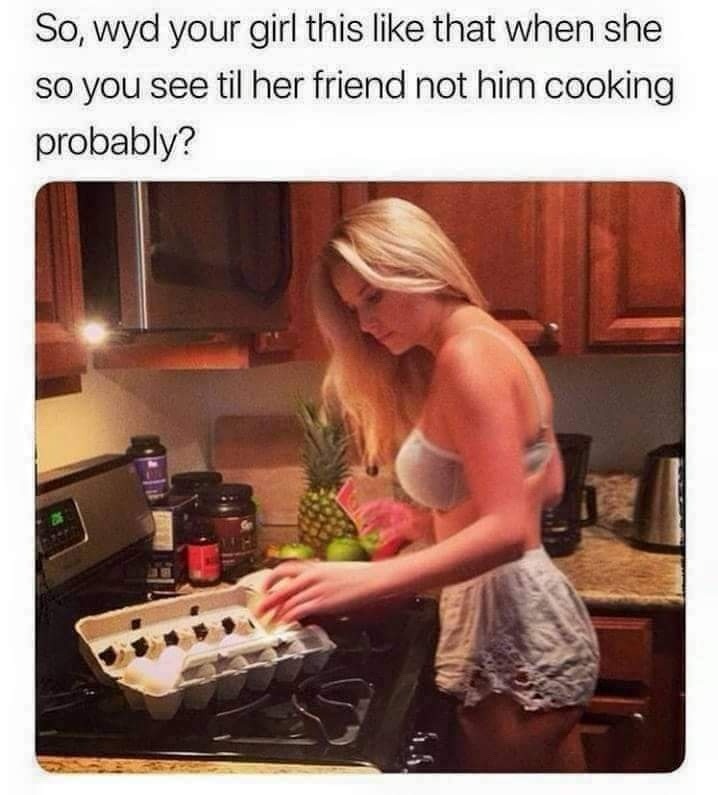 When she’s looking at you like that but her friend cooking up drama - meme