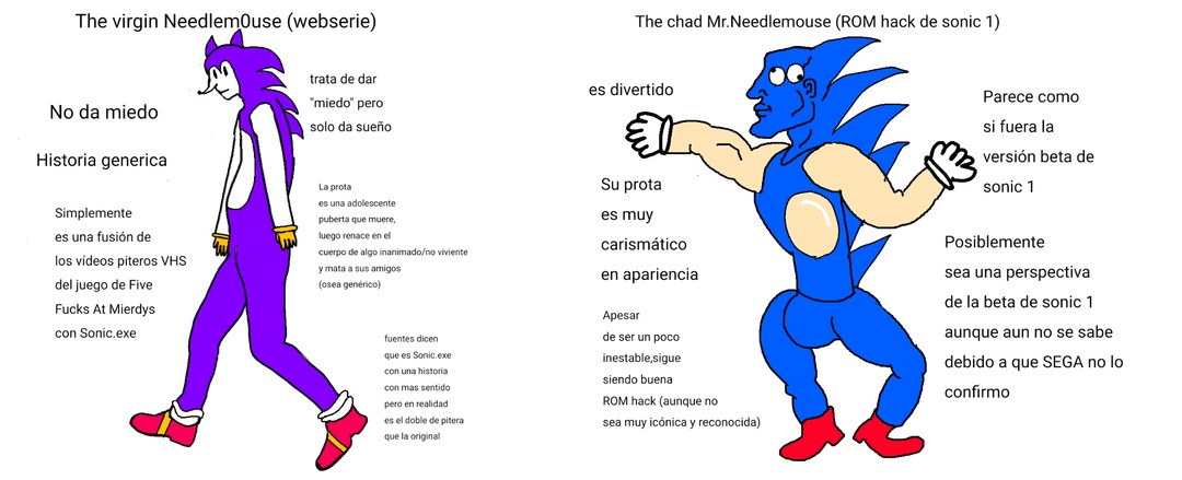 The virgin needlem0use vs the chad Mr.Needlemouse - meme