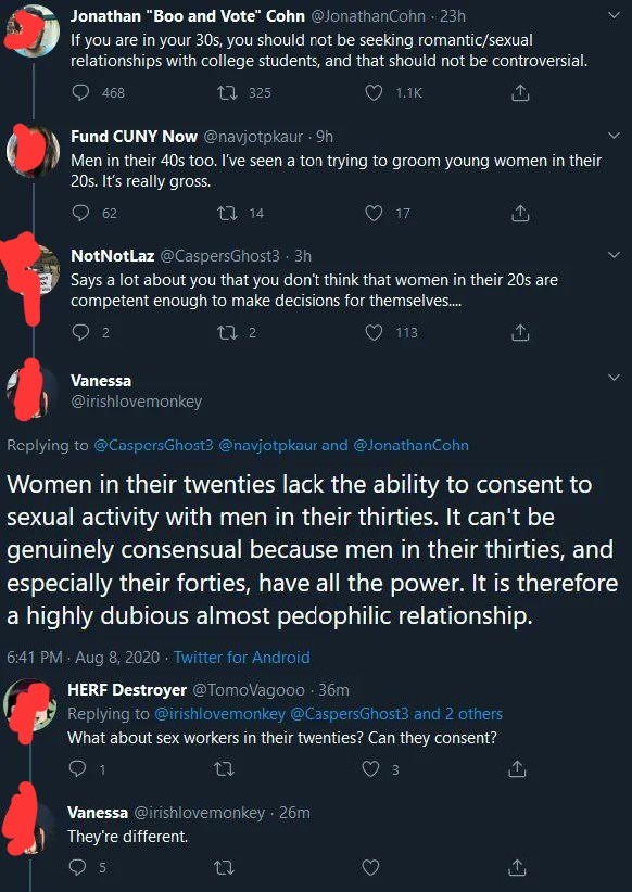 Men over 30 who date 20 y/o women are pedophiles unless of course that 20 y/o has an only fans, then it's all good - meme
