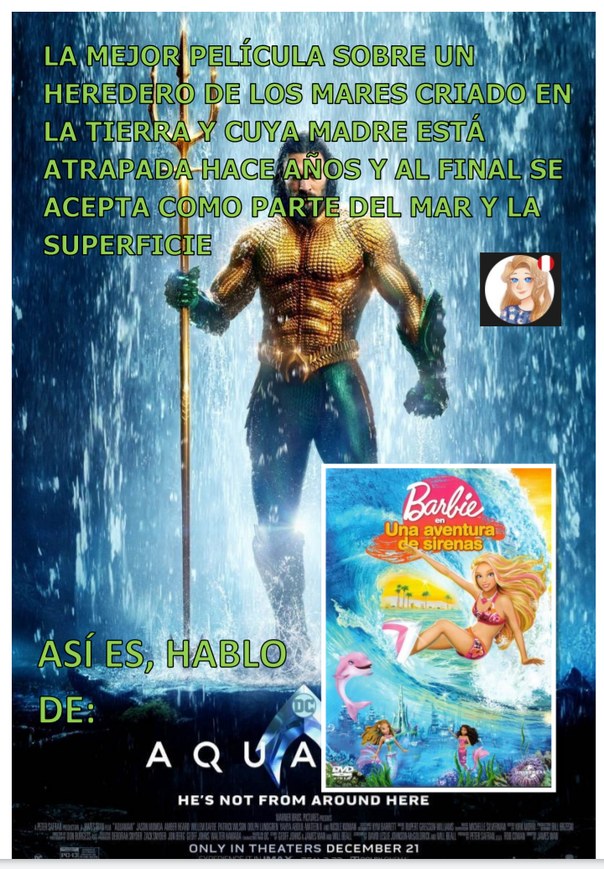Aquaman y Barbie Aventura de Sirenas son la misma película XD - meme