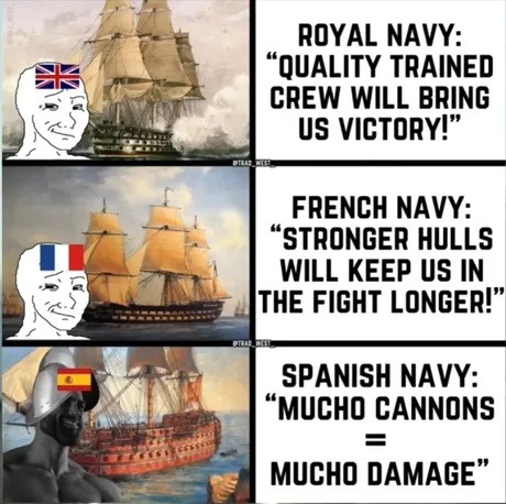 navies be like: crew vs armor vs MOAR CANNONS - meme