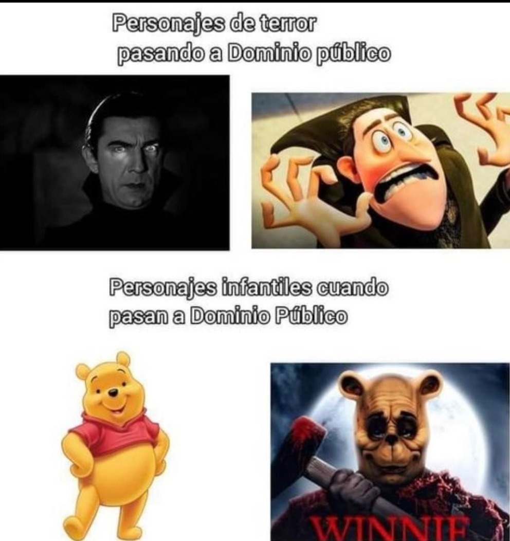 Dracula vs Winnie de pooh al ser dominio público - meme