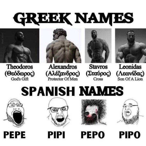 Los nombres griegos molan, pero literalmente solo existe Pepe - meme