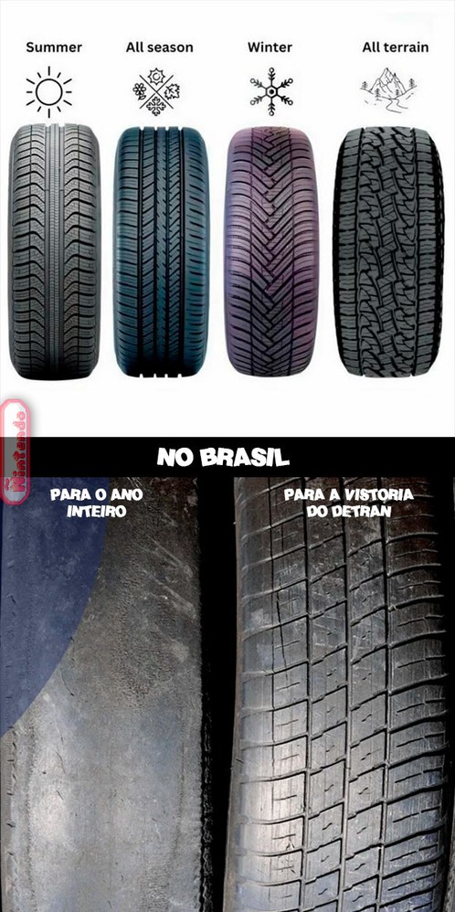 Carai, o pneu é mais careca que eu - meme
