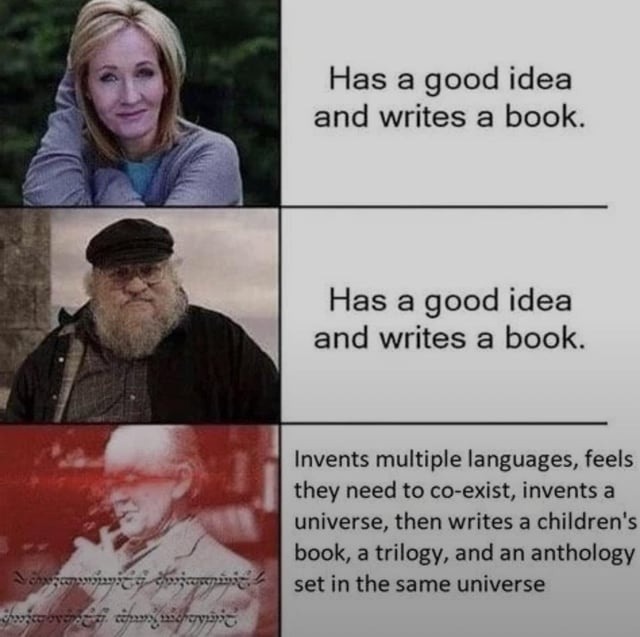 having a good idea vs being tolkien - meme