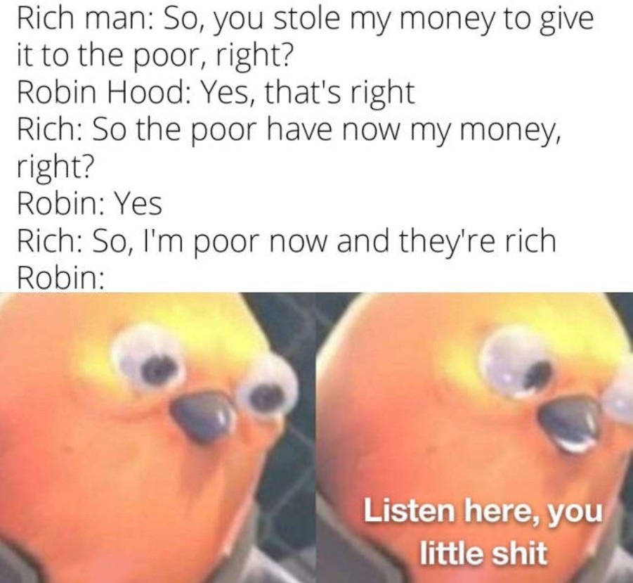 Robin gotta do the ol switcharoo now - meme