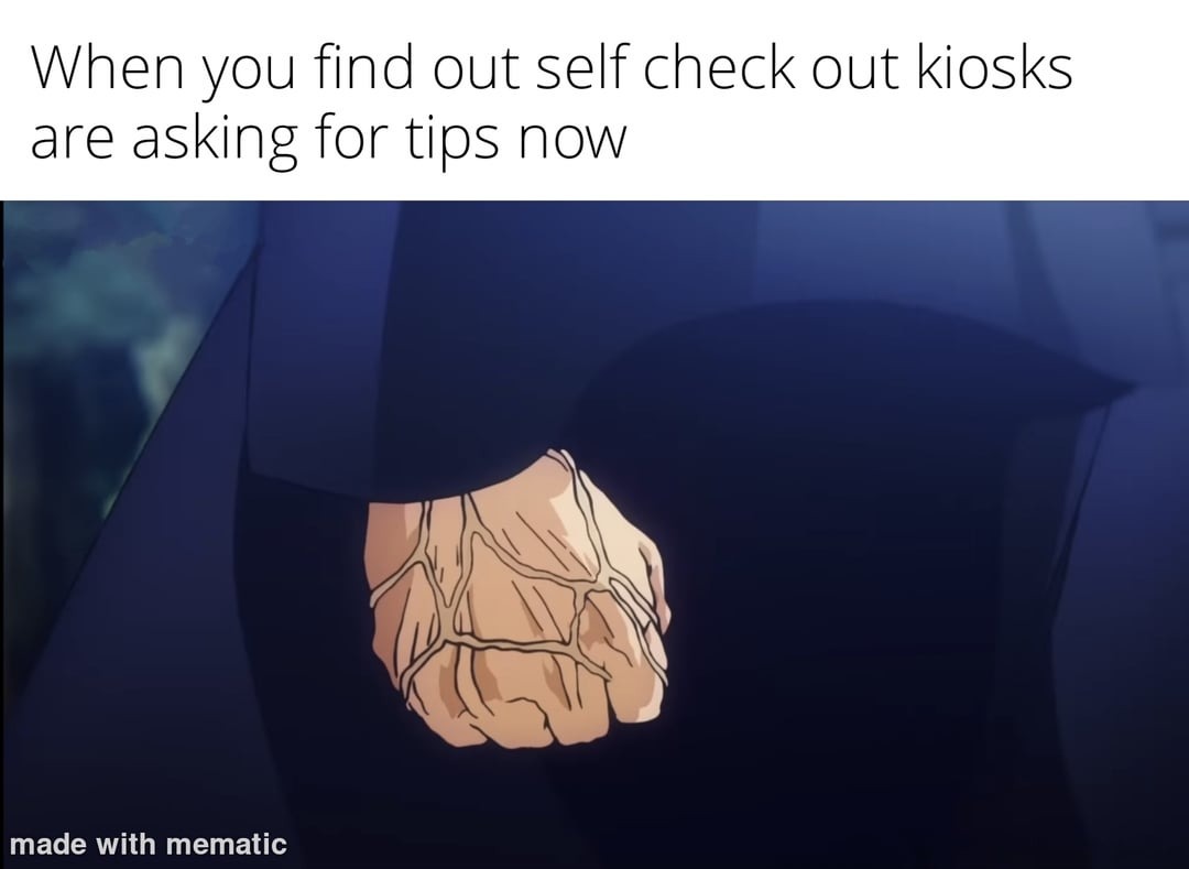Self check out asking for tips - meme
