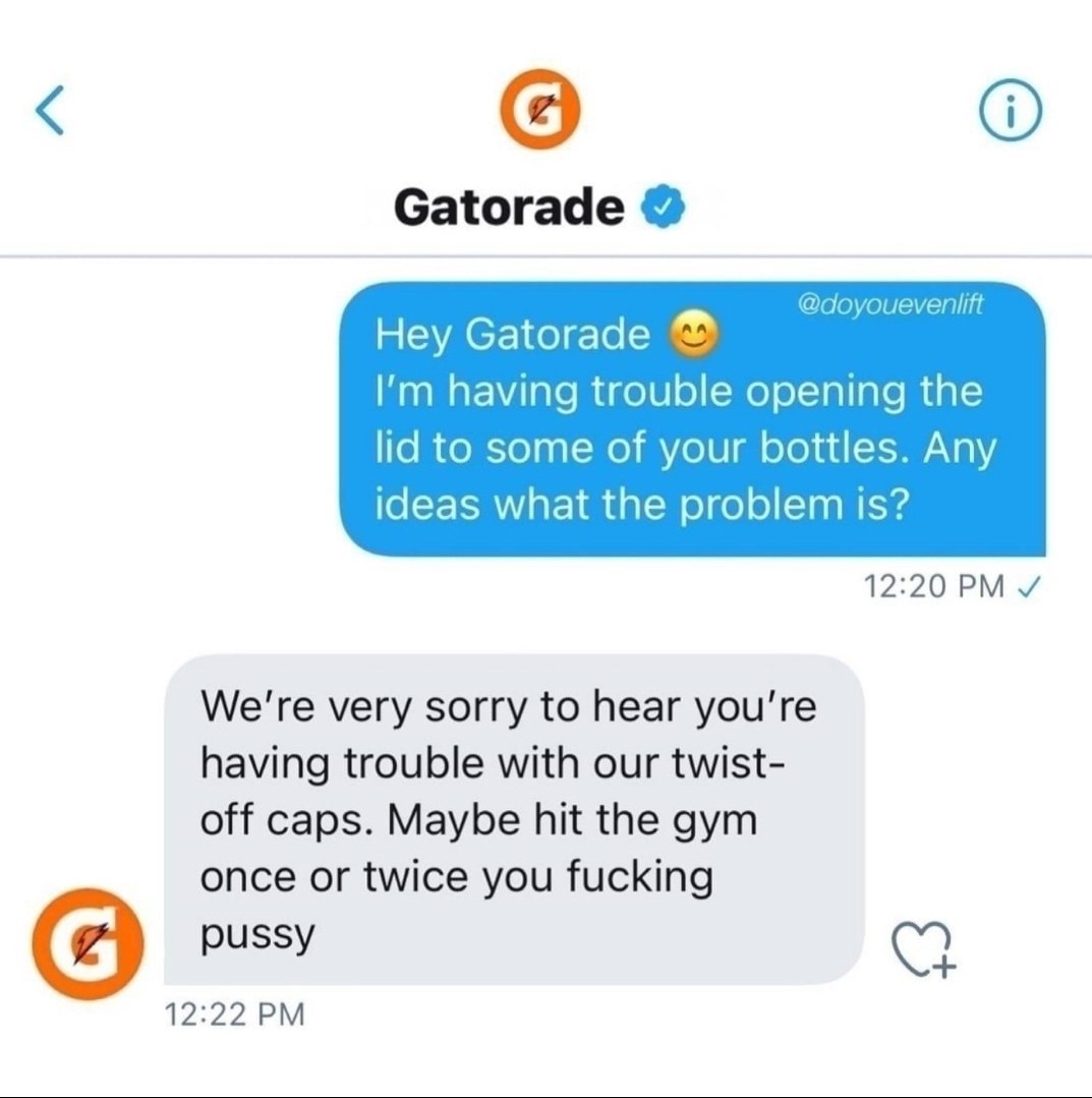 Damn Gatorade got no chill - meme