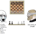 Meme de ajedrez.  The virgin Pe4 vs the Chad P4AR.