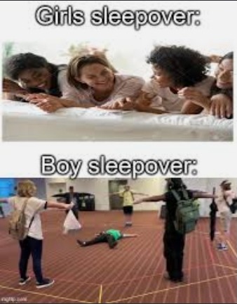 Boys vs Girls sleepovers - meme
