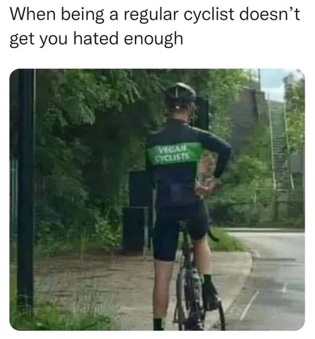 Vegan cyclists - meme
