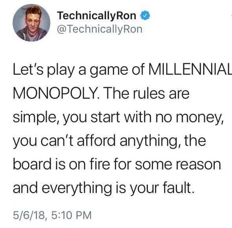 Millennial monopoly - meme