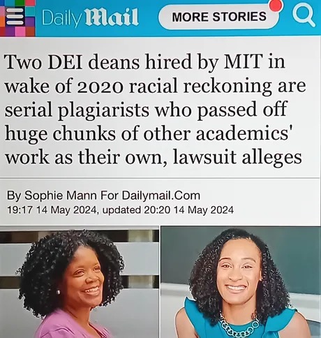DEI deans hired by MIT are serial plagiarists - meme