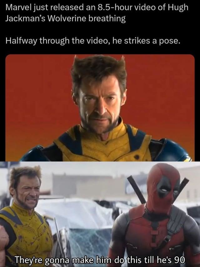 Hugh Jackman’s lungs working overtime for Marvel fans - meme